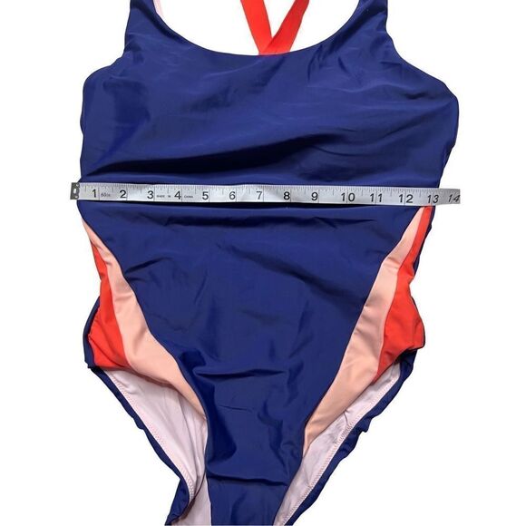 Title Nine Women's Blue Orange Swimsuit High Waist One Piece Swimwear XSmall - Picture 2 of 5